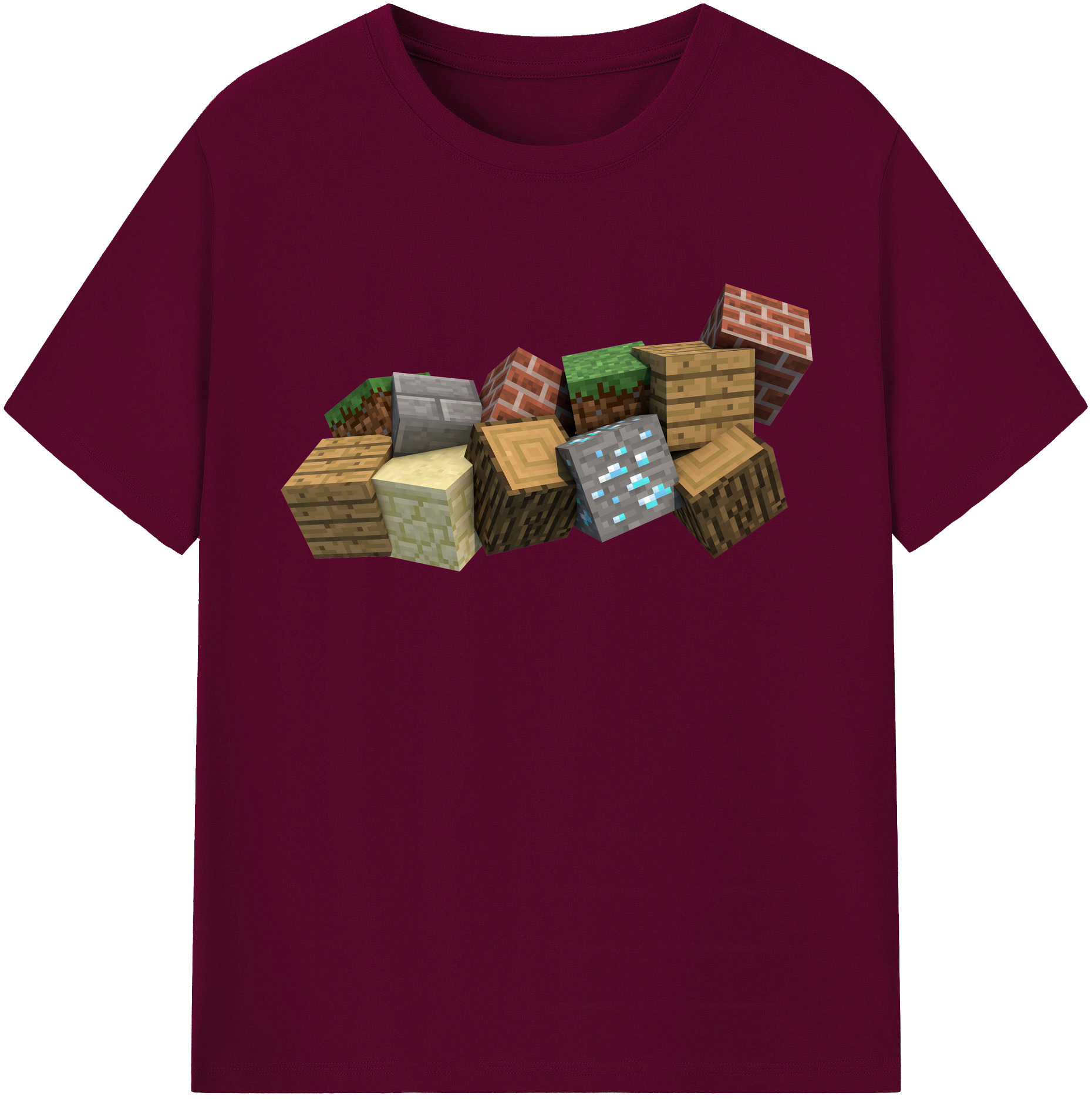 （画像用） マインクラフト ブロックの世界 Minecraft MC Block world レディースカジュアルプリントTシャツ（綿100％）